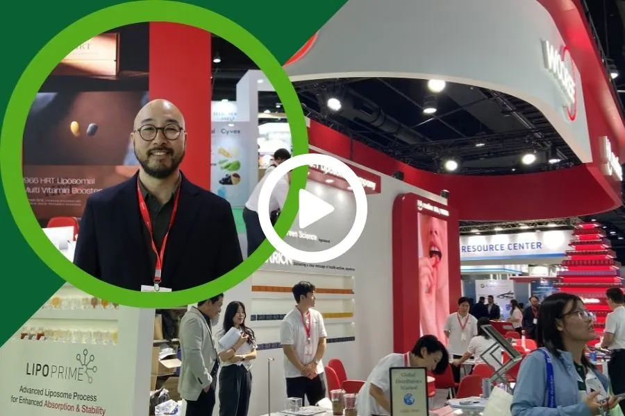 The CEO of Wooree at the company’s stand at Vitafoods Asia 2025 in Bangkok, Thailand.